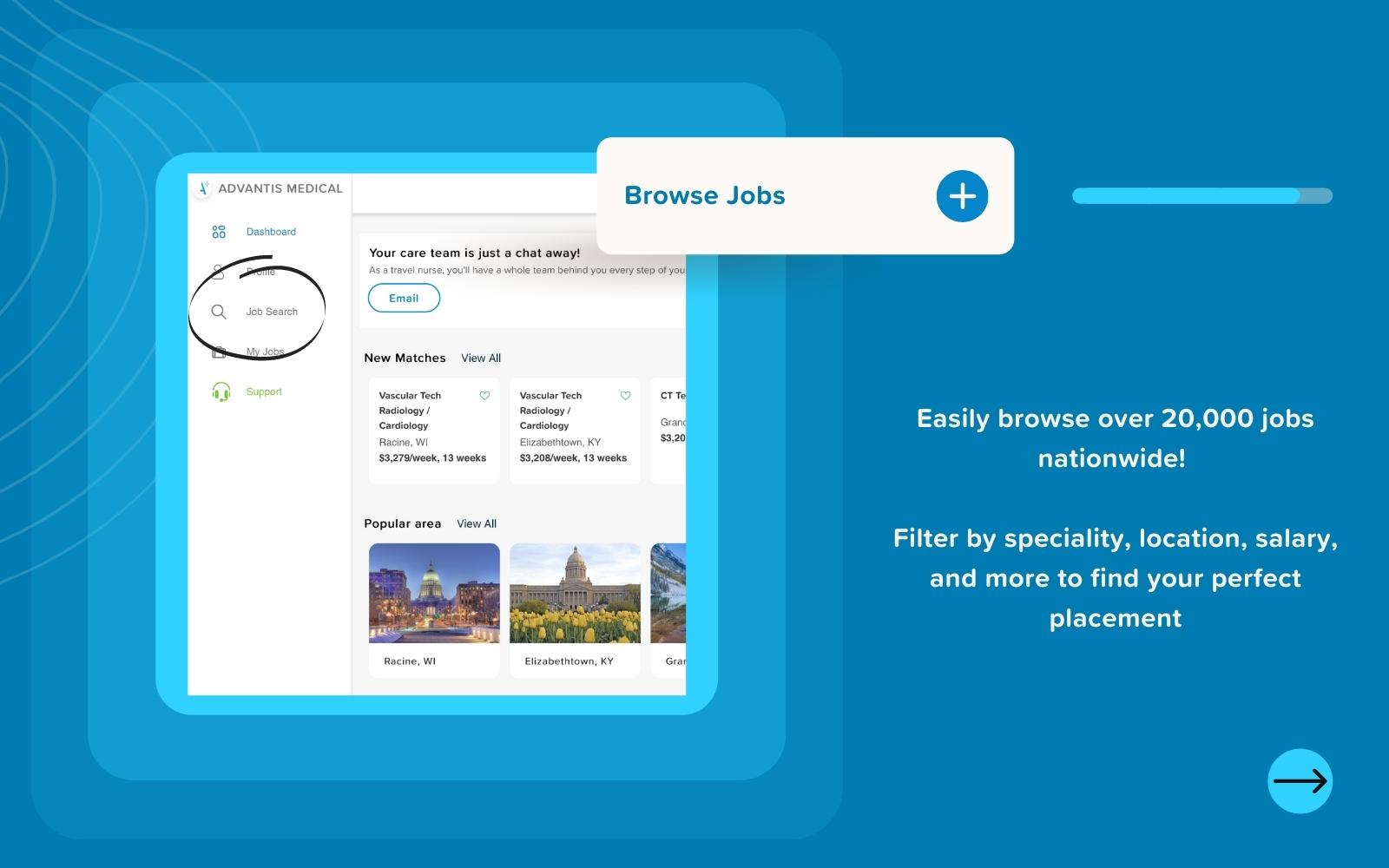 AdvantisConnect job portal browse jobs screenshot.