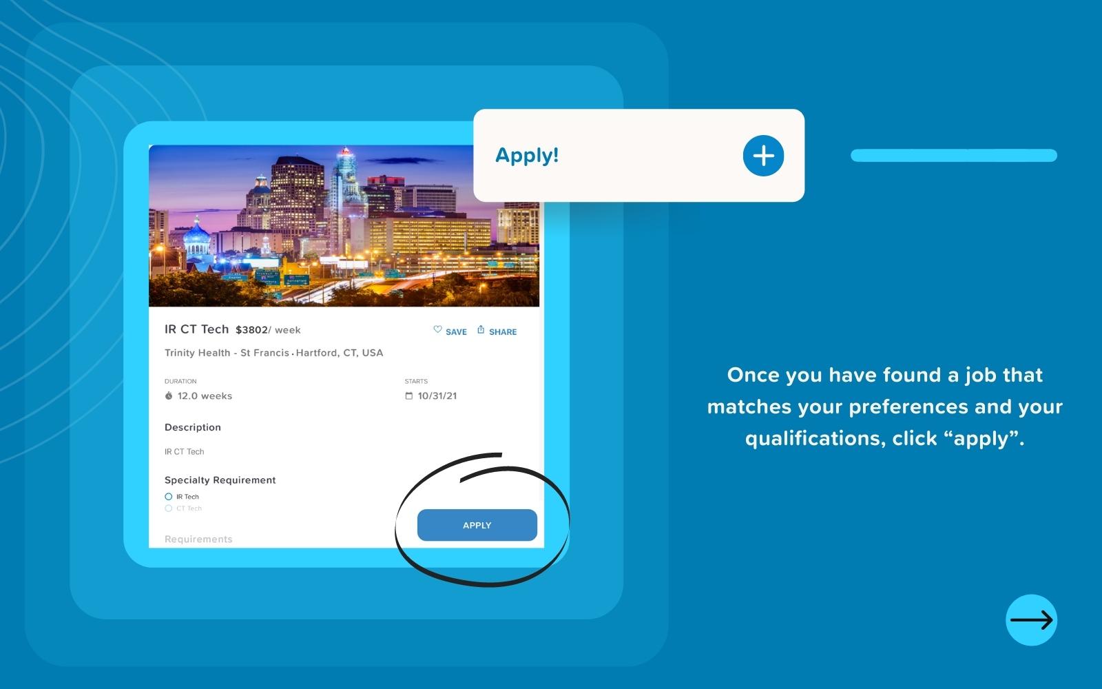 AdvantisConnect job portal applying to nursing jobs screenshot.