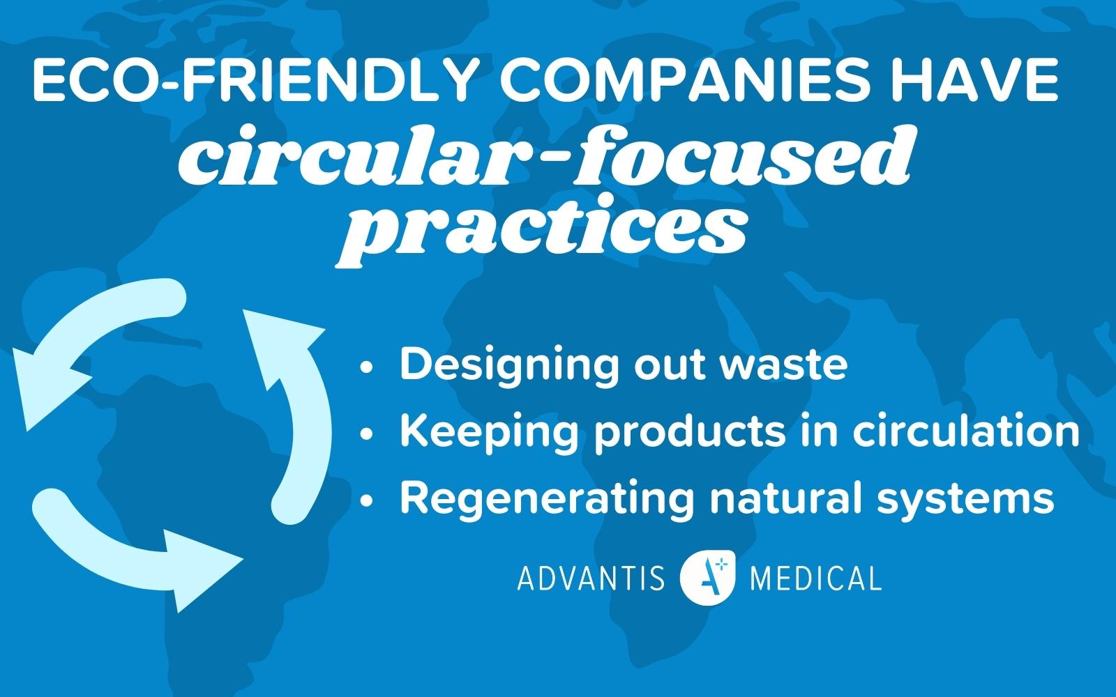 List of what makes companies eco-friendly with circular-focused practices.