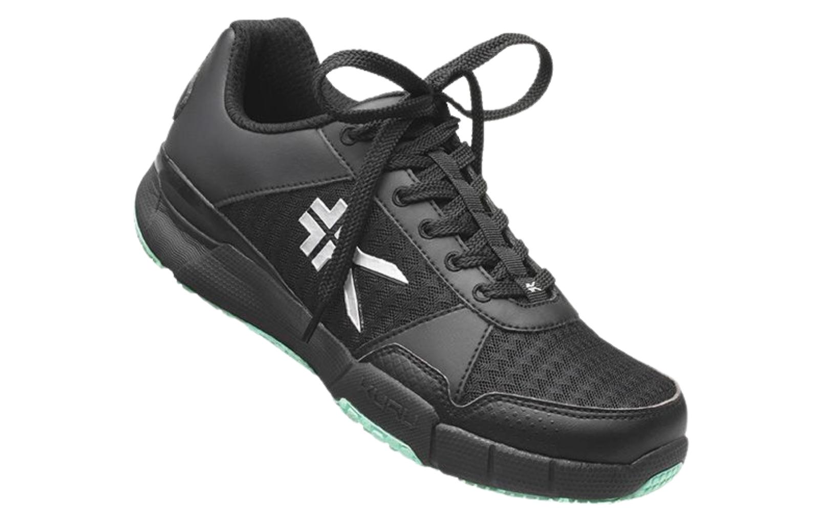 Black and white KURU QUANTUM nurse shoes for flat feet.