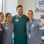 Allied health professionals celebrating allied health week in the hospital break room.